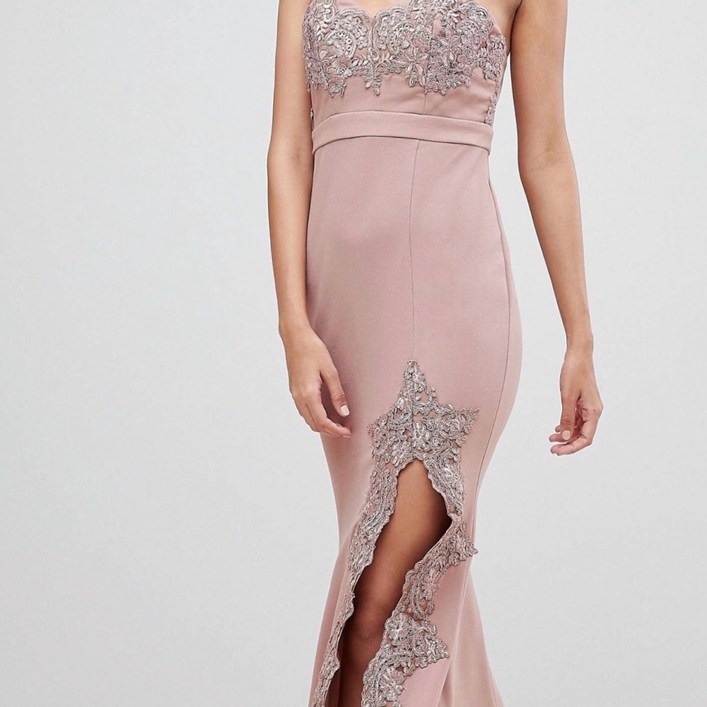 Dusty Mauve, formal maxi dress with thigh split